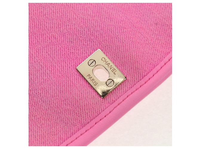 CHANEL Borsa a Spalla Matelassé in Tela Rosa Oro CC Auth 142990V D'oro - vista 22