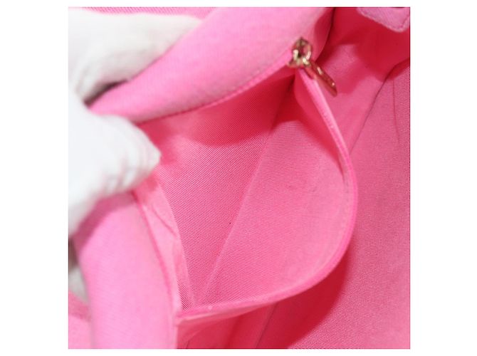 CHANEL Borsa a Spalla Matelassé in Tela Rosa Oro CC Auth 142990V D'oro - vista 27