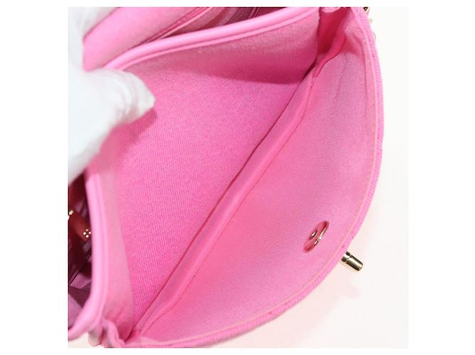 CHANEL Borsa a Spalla Matelassé in Tela Rosa Oro CC Auth 142990V D'oro - vista 28