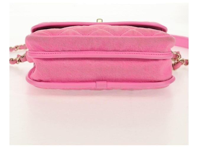 CHANEL Borsa a Spalla Matelassé in Tela Rosa Oro CC Auth 142990V D'oro - vista 5