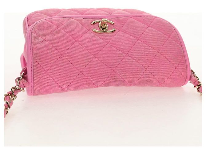 CHANEL Borsa a Spalla Matelassé in Tela Rosa Oro CC Auth 142990V D'oro - vista 6