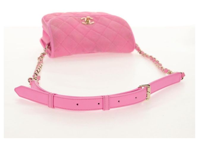CHANEL Borsa a Spalla Matelassé in Tela Rosa Oro CC Auth 142990V D'oro - vista 7