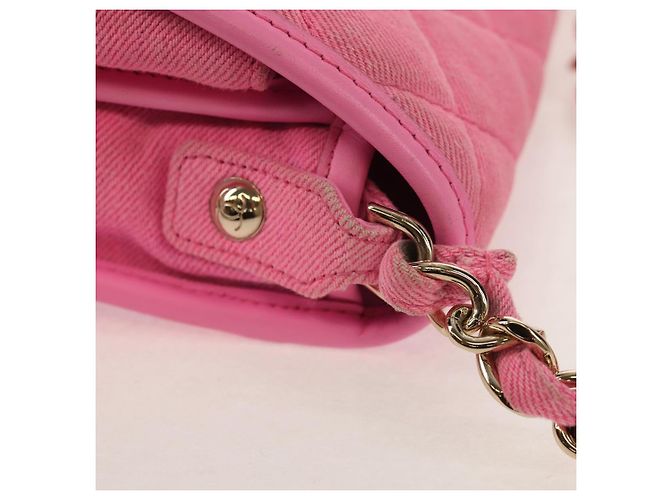 CHANEL Borsa a Spalla Matelassé in Tela Rosa Oro CC Auth 142990V D'oro - vista 9