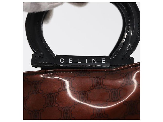 Céline Borsa a mano in tela Macadam CELINE PVC marrone nero Auth 154907 - vista 10