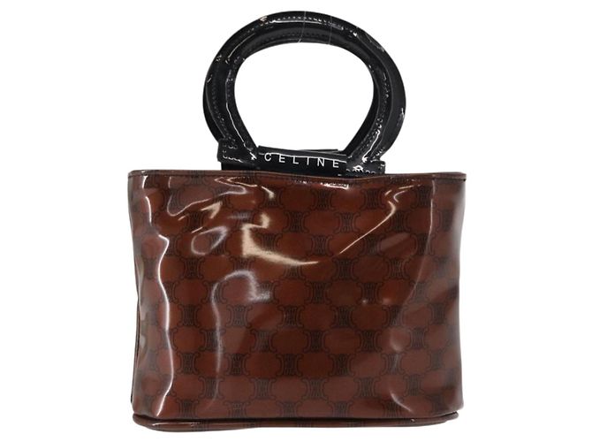 Céline Borsa a mano in tela Macadam CELINE PVC marrone nero Auth 154907 - vista 13