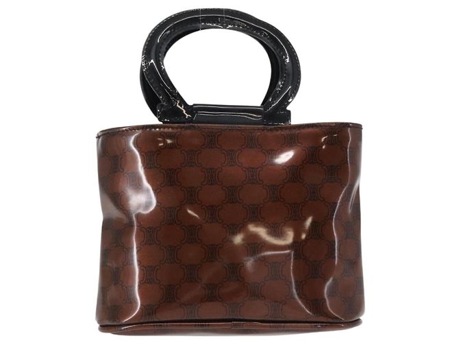 Céline Borsa a mano in tela Macadam CELINE PVC marrone nero Auth 154907 - vista 2