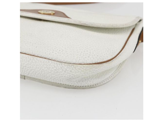 Borsa a spalla con catena Christian Dior in pelle bianca e oro Auth 155932 Bianco D'oro - vista 10