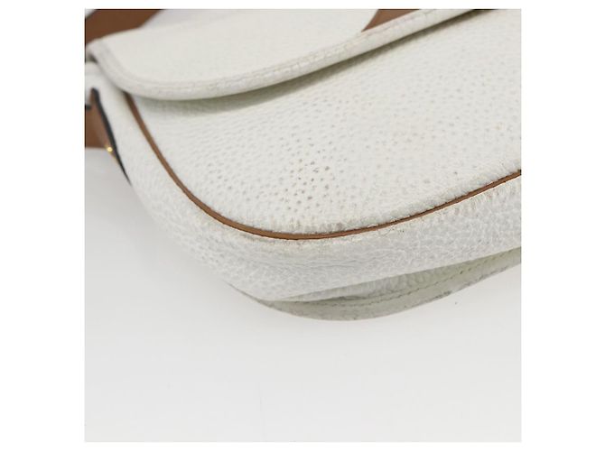 Borsa a spalla con catena Christian Dior in pelle bianca e oro Auth 155932 Bianco D'oro - vista 11