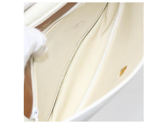 Borsa a spalla con catena Christian Dior in pelle bianca e oro Auth 155932 Bianco D'oro - vista 17