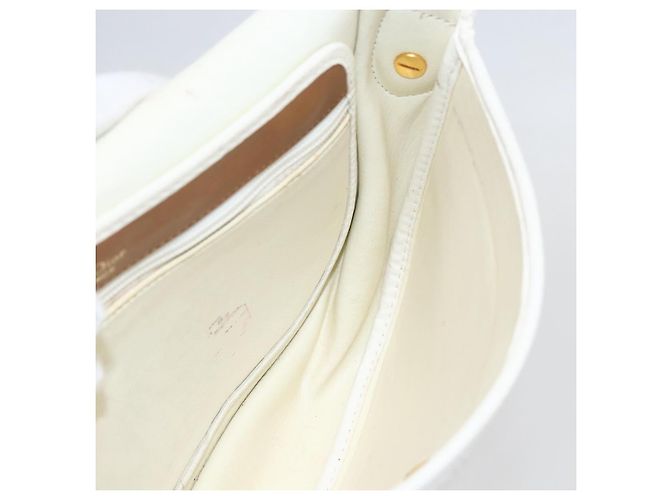 Borsa a spalla con catena Christian Dior in pelle bianca e oro Auth 155932 Bianco D'oro - vista 18