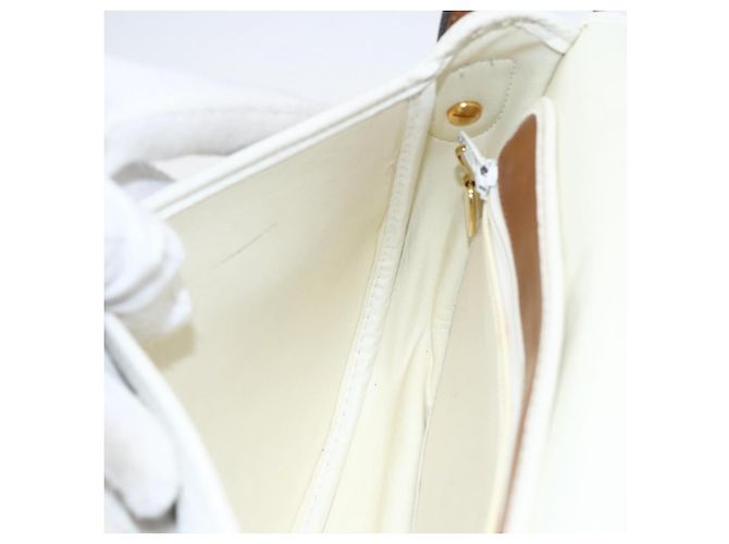 Borsa a spalla con catena Christian Dior in pelle bianca e oro Auth 155932 Bianco D'oro - vista 19
