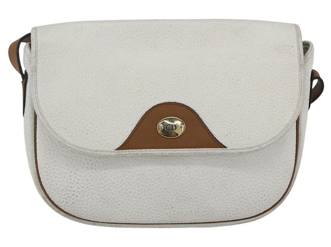 Borsa a spalla con catena Christian Dior in pelle bianca e oro Auth 155932 Bianco D'oro - vista 2