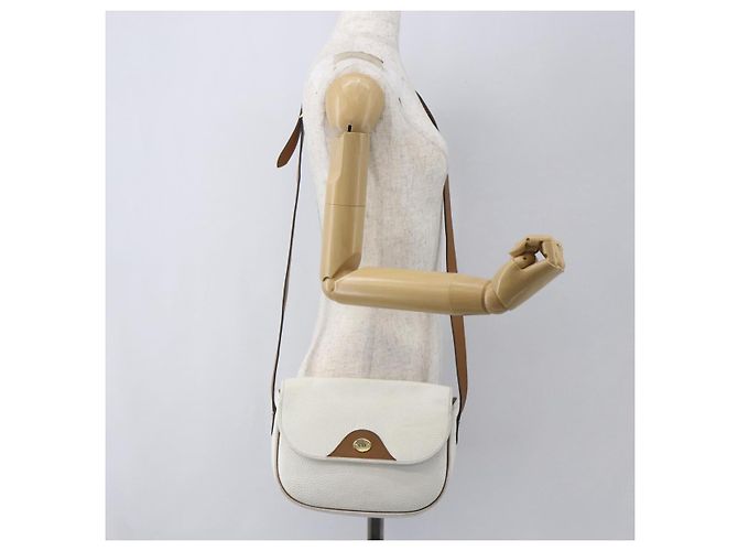 Borsa a spalla con catena Christian Dior in pelle bianca e oro Auth 155932 Bianco D'oro - vista 22