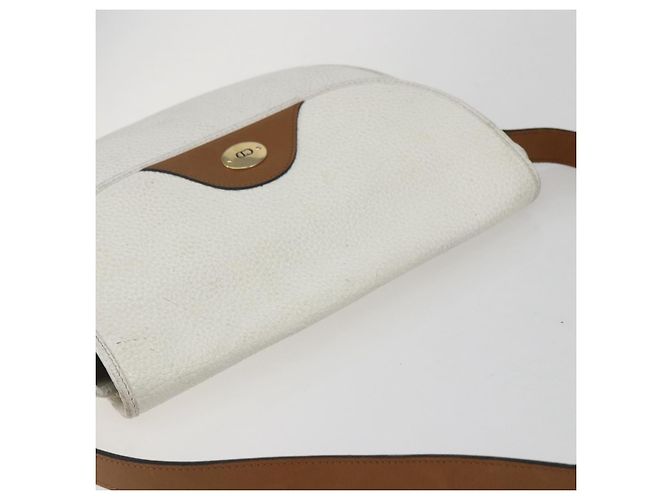 Borsa a spalla con catena Christian Dior in pelle bianca e oro Auth 155932 Bianco D'oro - vista 6