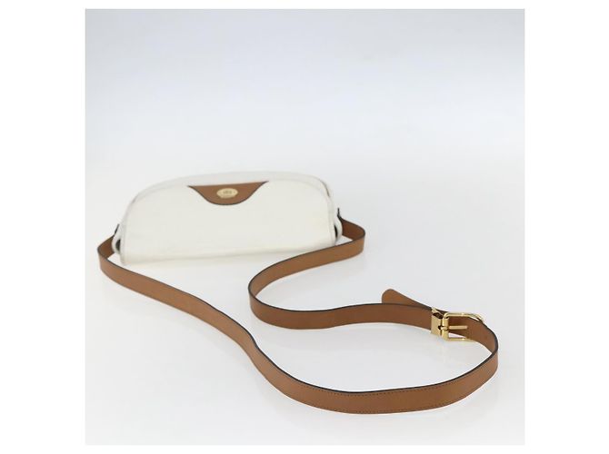 Borsa a spalla con catena Christian Dior in pelle bianca e oro Auth 155932 Bianco D'oro - vista 7