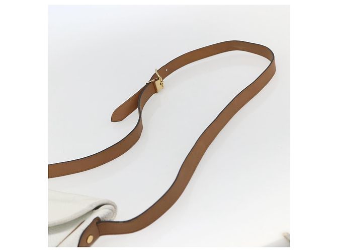Borsa a spalla con catena Christian Dior in pelle bianca e oro Auth 155932 Bianco D'oro - vista 8