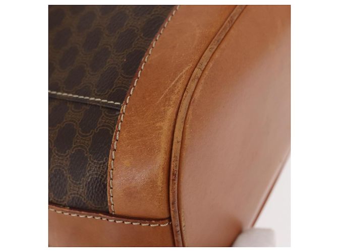 Céline Borsa a Spalla in Tela Macadam CELINE in Pelle PVC Marrone Oro Auth 154717 D'oro - vista 15