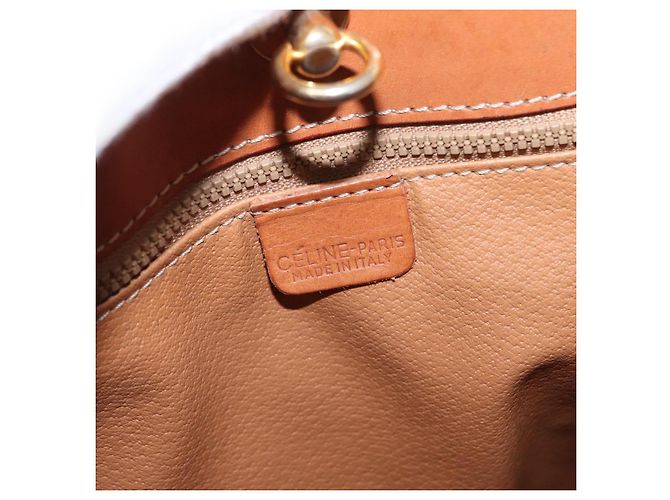Céline Borsa a Spalla in Tela Macadam CELINE in Pelle PVC Marrone Oro Auth 154717 D'oro - vista 19