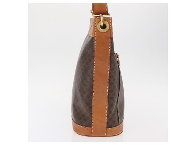 Céline Borsa a Spalla in Tela Macadam CELINE in Pelle PVC Marrone Oro Auth 154717 D'oro - vista 4