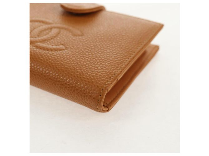 CHANEL Portafoglio Compatto Pelle Caviar Marrone Oro CC Auth am9835V D'oro - vista 14
