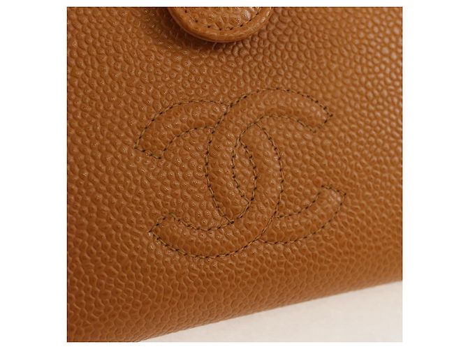 CHANEL Portafoglio Compatto Pelle Caviar Marrone Oro CC Auth am9835V D'oro - vista 17