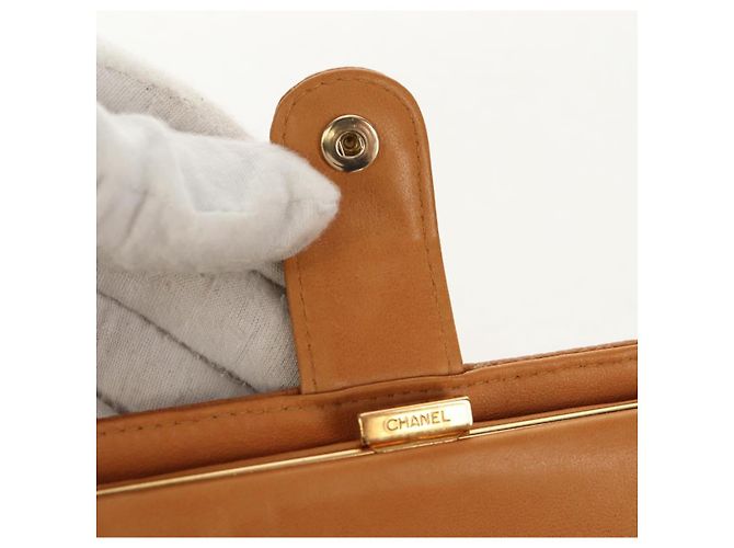 CHANEL Portafoglio Compatto Pelle Caviar Marrone Oro CC Auth am9835V D'oro - vista 21