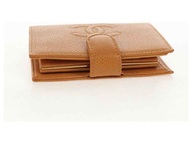 CHANEL Portafoglio Compatto Pelle Caviar Marrone Oro CC Auth am9835V D'oro - vista 5