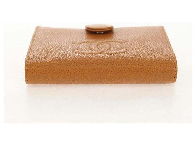 CHANEL Portafoglio Compatto Pelle Caviar Marrone Oro CC Auth am9835V D'oro - vista 6