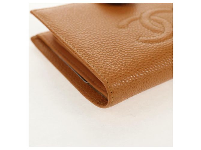 CHANEL Portafoglio Compatto Pelle Caviar Marrone Oro CC Auth am9835V D'oro - vista 7