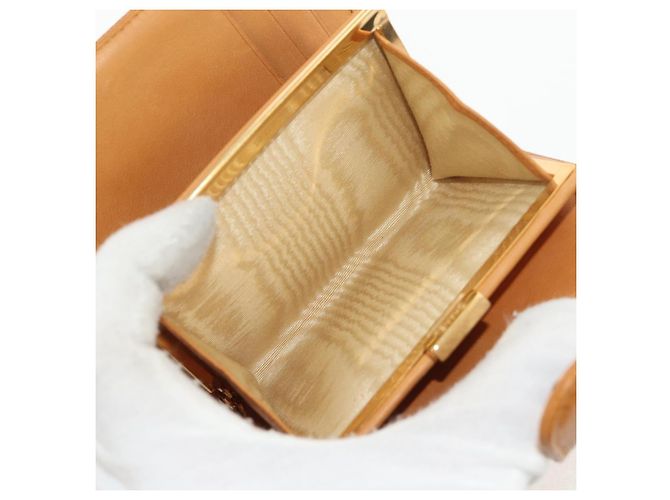 CHANEL Portafoglio Compatto Pelle Caviar Marrone Oro CC Auth am9835V D'oro - vista 9