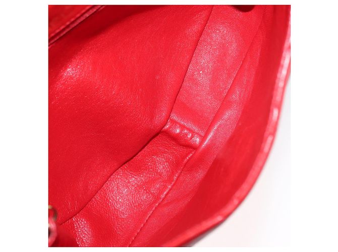 CHANEL Borsa a Spalla con Catena Matelassé Camelia in Pelle di Agnello Rossa Oro CC Auth 154769 Rosso D'oro - vista 10