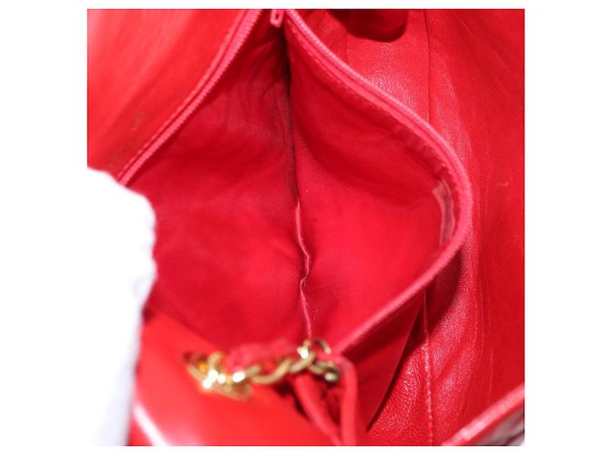 CHANEL Borsa a Spalla con Catena Matelassé Camelia in Pelle di Agnello Rossa Oro CC Auth 154769 Rosso D'oro - vista 11
