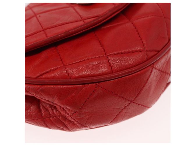 CHANEL Borsa a Spalla con Catena Matelassé Camelia in Pelle di Agnello Rossa Oro CC Auth 154769 Rosso D'oro - vista 14