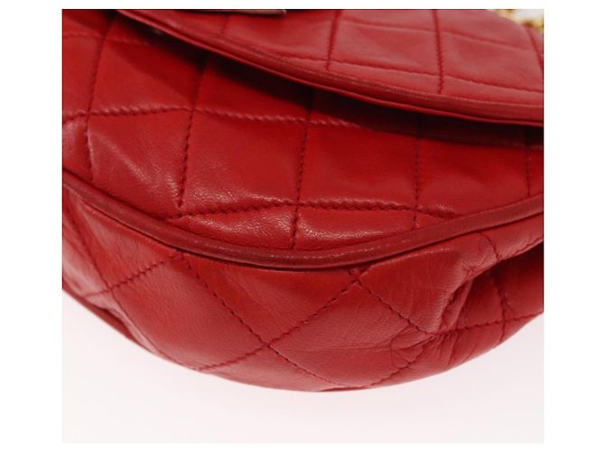 CHANEL Borsa a Spalla con Catena Matelassé Camelia in Pelle di Agnello Rossa Oro CC Auth 154769 Rosso D'oro - vista 15