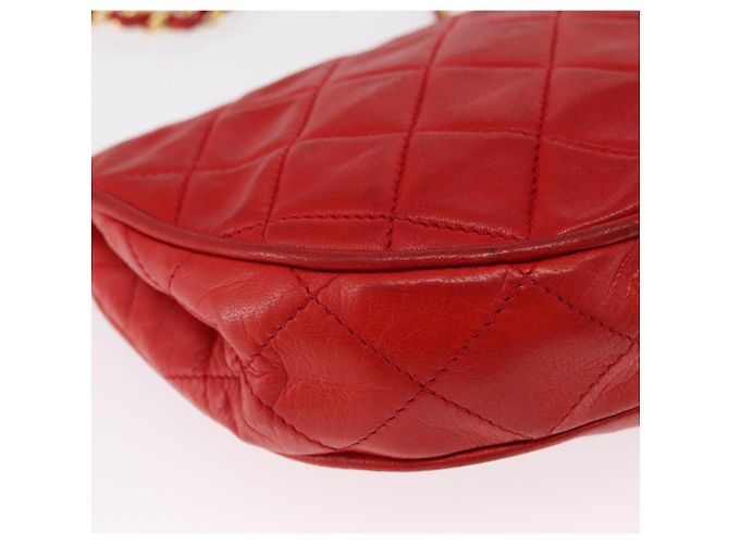 CHANEL Borsa a Spalla con Catena Matelassé Camelia in Pelle di Agnello Rossa Oro CC Auth 154769 Rosso D'oro - vista 16