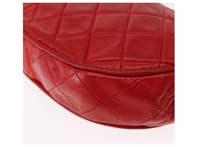 CHANEL Borsa a Spalla con Catena Matelassé Camelia in Pelle di Agnello Rossa Oro CC Auth 154769 Rosso D'oro - vista 17