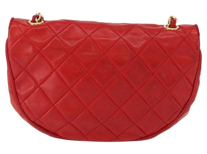 CHANEL Borsa a Spalla con Catena Matelassé Camelia in Pelle di Agnello Rossa Oro CC Auth 154769 Rosso D'oro - vista 2