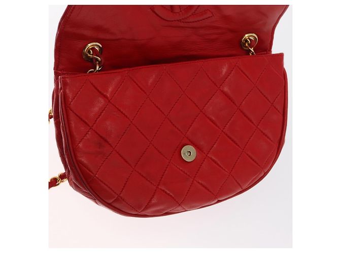 CHANEL Borsa a Spalla con Catena Matelassé Camelia in Pelle di Agnello Rossa Oro CC Auth 154769 Rosso D'oro - vista 20
