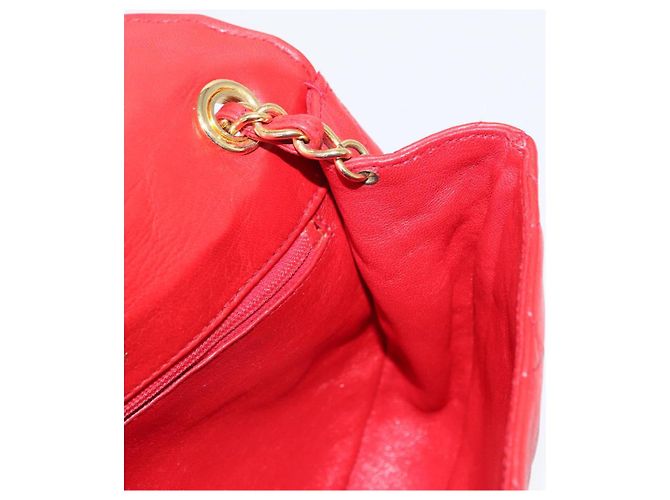 CHANEL Borsa a Spalla con Catena Matelassé Camelia in Pelle di Agnello Rossa Oro CC Auth 154769 Rosso D'oro - vista 22