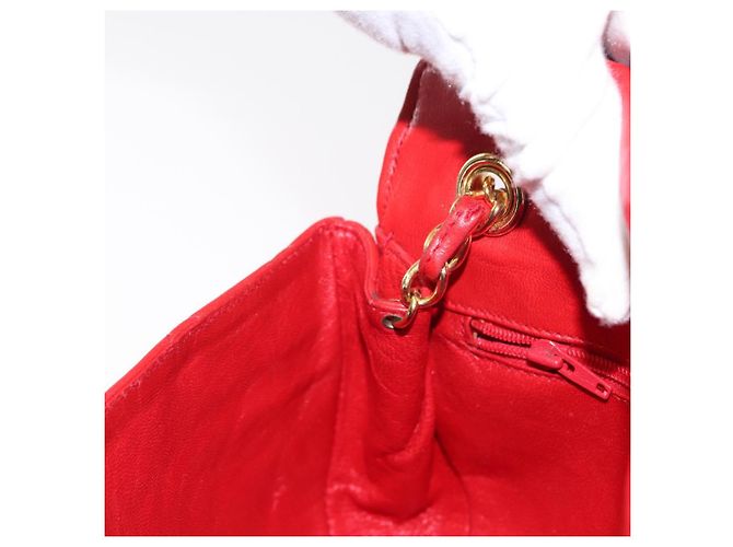 CHANEL Borsa a Spalla con Catena Matelassé Camelia in Pelle di Agnello Rossa Oro CC Auth 154769 Rosso D'oro - vista 23