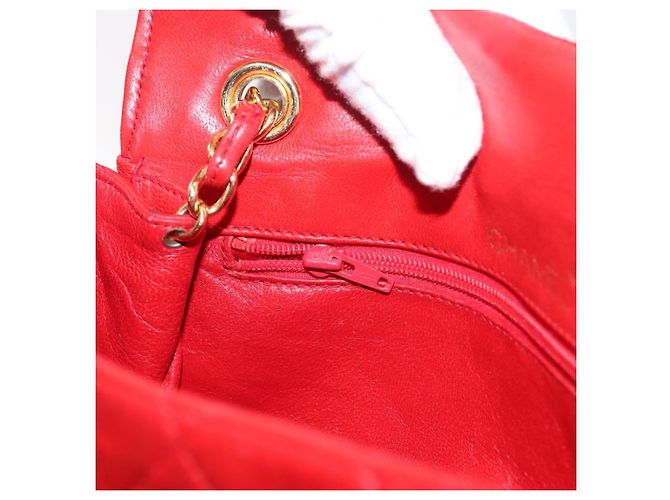 CHANEL Borsa a Spalla con Catena Matelassé Camelia in Pelle di Agnello Rossa Oro CC Auth 154769 Rosso D'oro - vista 24
