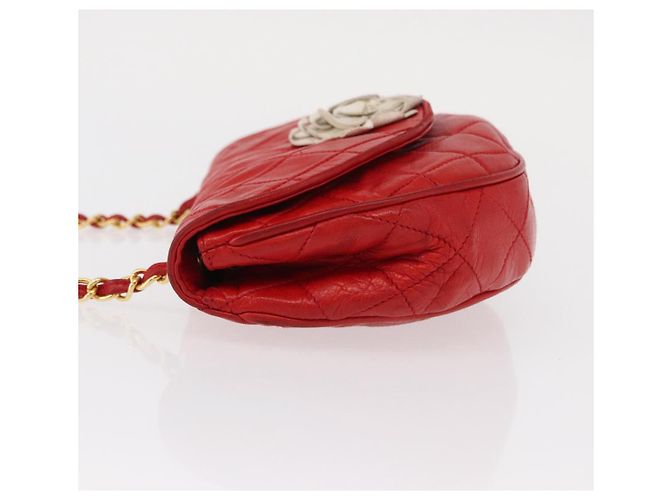 CHANEL Borsa a Spalla con Catena Matelassé Camelia in Pelle di Agnello Rossa Oro CC Auth 154769 Rosso D'oro - vista 4