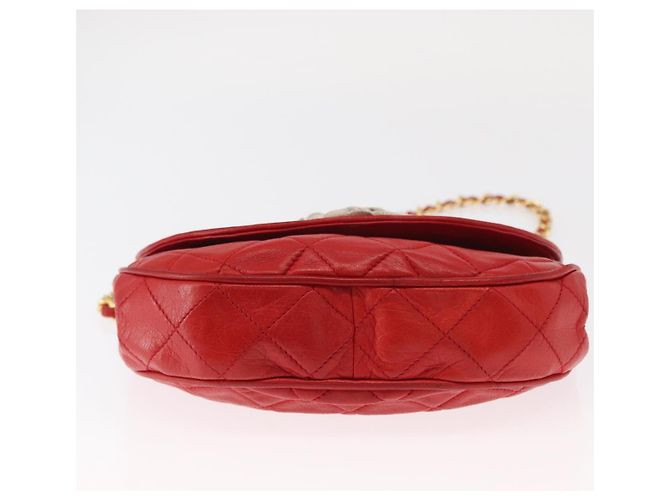 CHANEL Borsa a Spalla con Catena Matelassé Camelia in Pelle di Agnello Rossa Oro CC Auth 154769 Rosso D'oro - vista 5