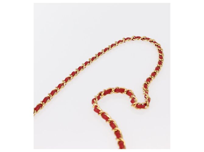 CHANEL Borsa a Spalla con Catena Matelassé Camelia in Pelle di Agnello Rossa Oro CC Auth 154769 Rosso D'oro - vista 8