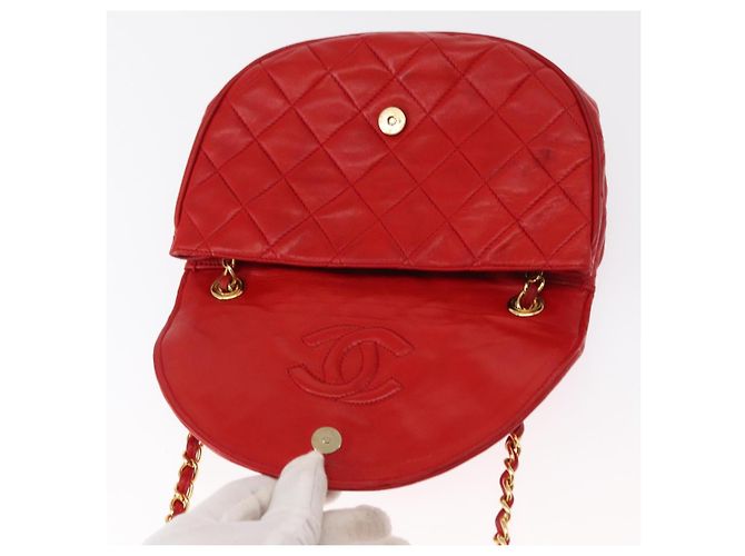 CHANEL Borsa a Spalla con Catena Matelassé Camelia in Pelle di Agnello Rossa Oro CC Auth 154769 Rosso D'oro - vista 9