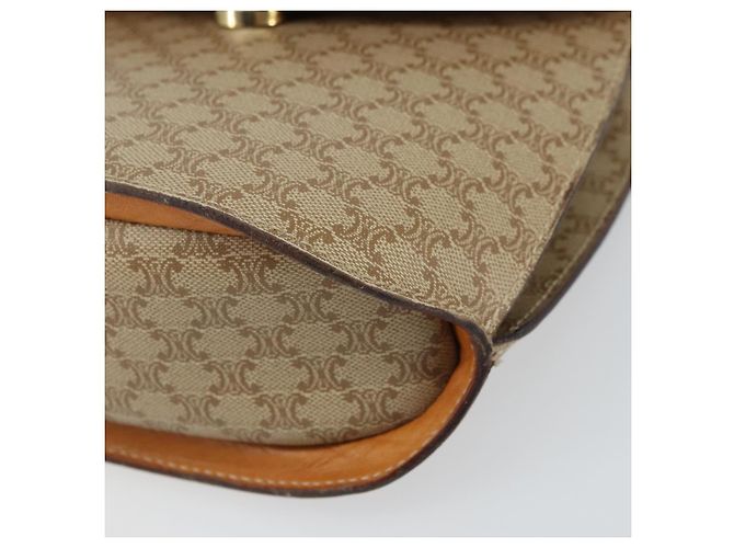Céline Borsa a Spalla in Tela Macadam CELINE PVC Beige Oro Auth 157670 D'oro - vista 10