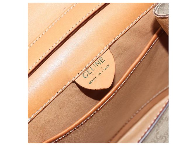 Céline Borsa a Spalla in Tela Macadam CELINE PVC Beige Oro Auth 157670 D'oro - vista 16