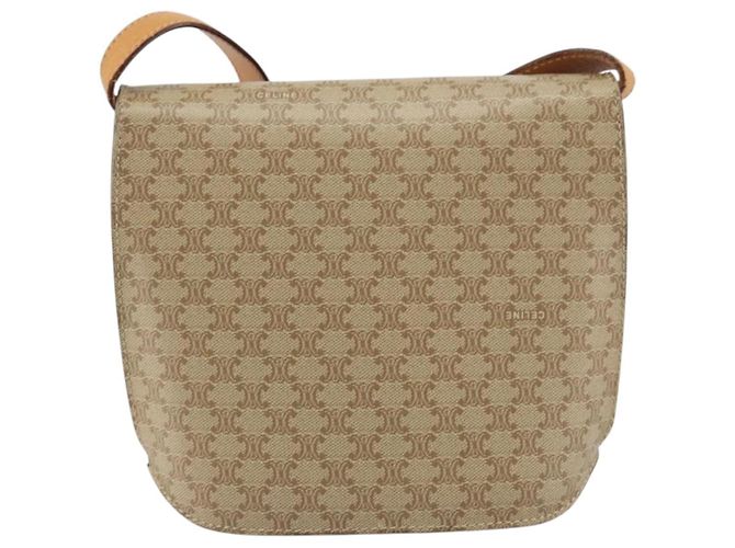 Céline Borsa a Spalla in Tela Macadam CELINE PVC Beige Oro Auth 157670 D'oro - vista 3