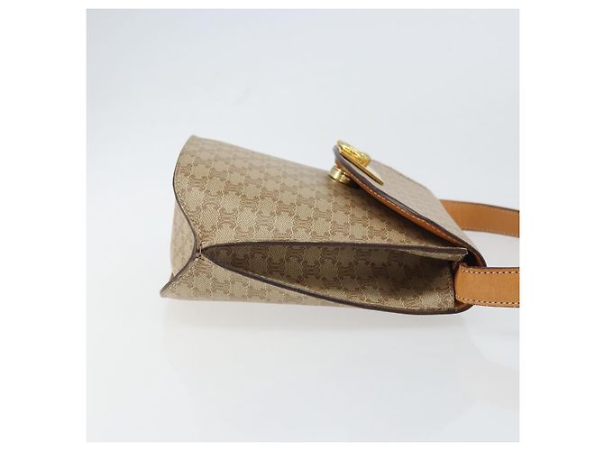 Céline Borsa a Spalla in Tela Macadam CELINE PVC Beige Oro Auth 157670 D'oro - vista 4
