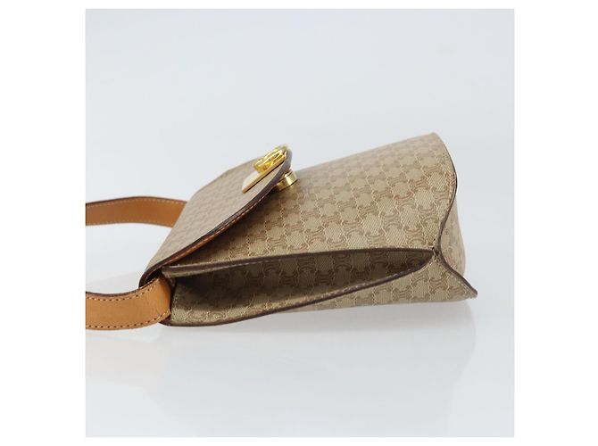 Céline Borsa a Spalla in Tela Macadam CELINE PVC Beige Oro Auth 157670 D'oro - vista 5